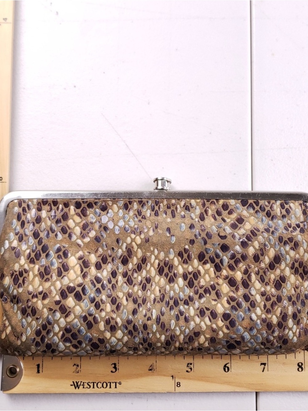 HOBO Tan and Purple Snakeskin-Pattern Clutch Wallet - Picture 13 of 13